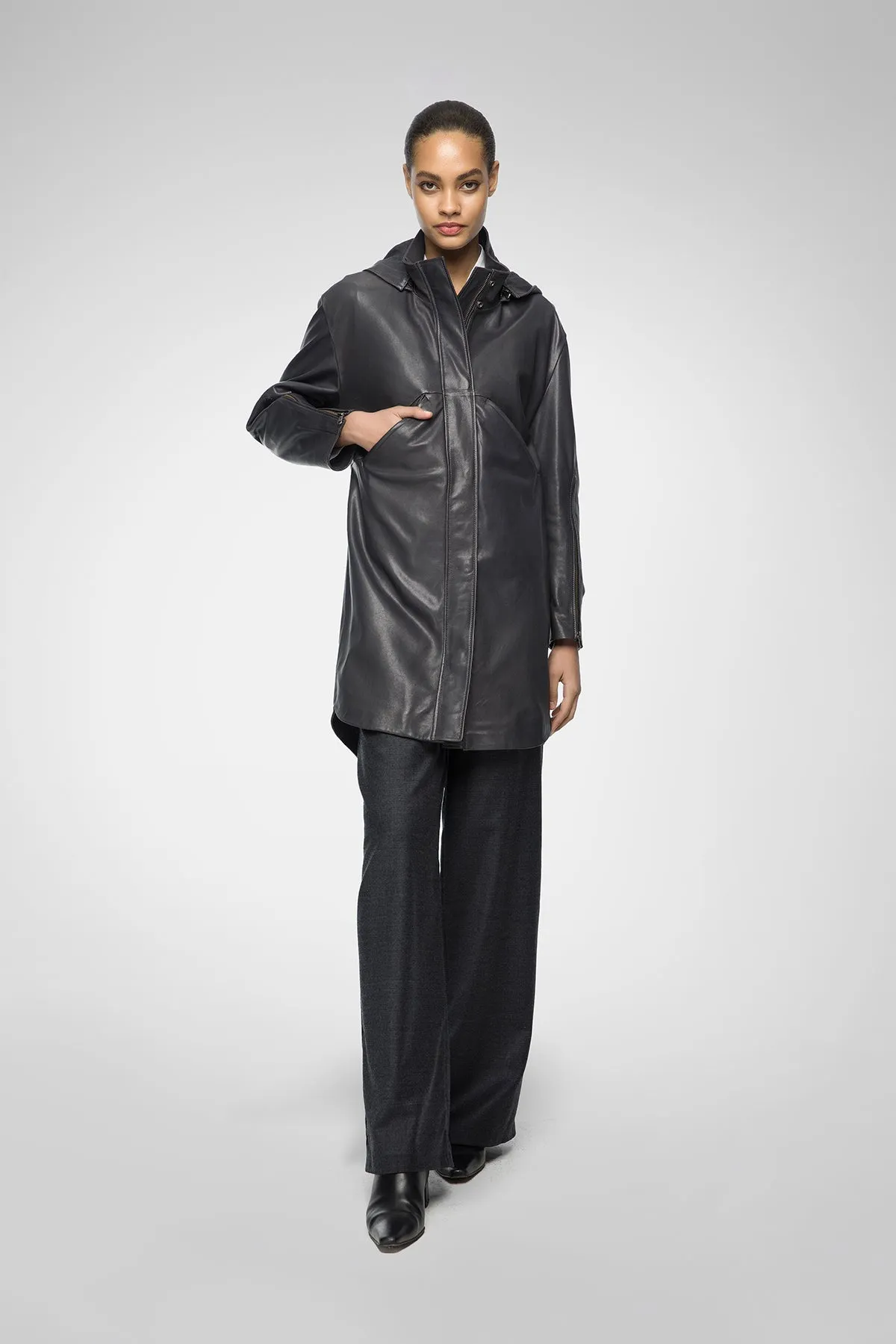 Lexi - Anthracite Leather Coats