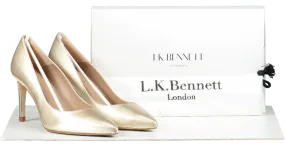 LK Bennett Metallic Soft Gold Soft Nappa Leather Pointed Toe Courts BNIB UK 5 EU 38 👠