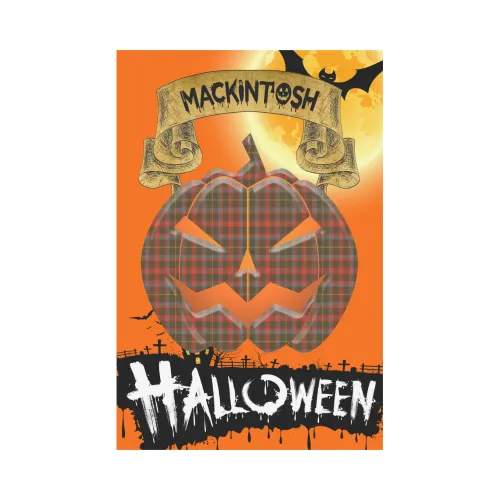 MacKintosh Hunting Weathered Tartan Jack O' Lantern Garden Flag / Halloween Home Decor NN6