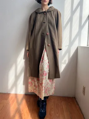 Olive Collared Wool Overcoat (L)