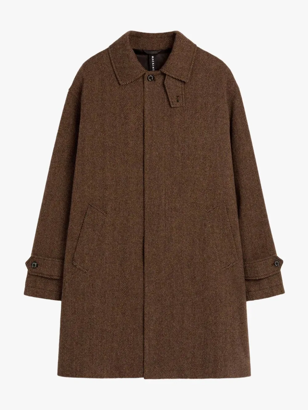 Soho Brown Herringbone Wool Overcoat
