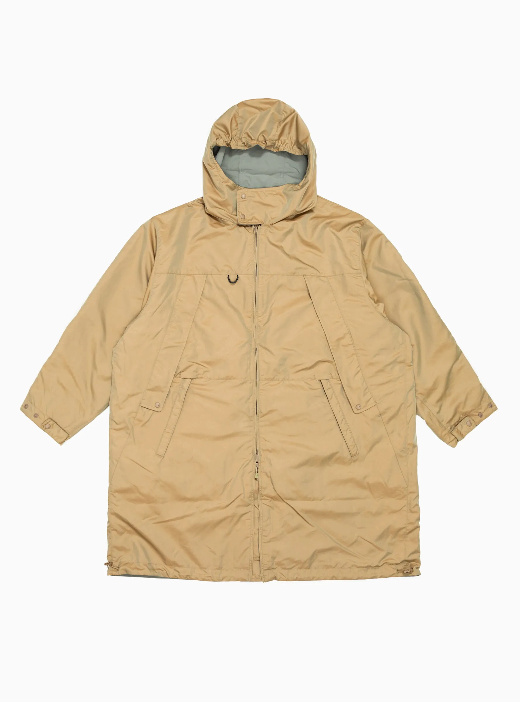 Light Grey & Camel Reversible Tech Mil Overcoat - Optimized for E-commerce