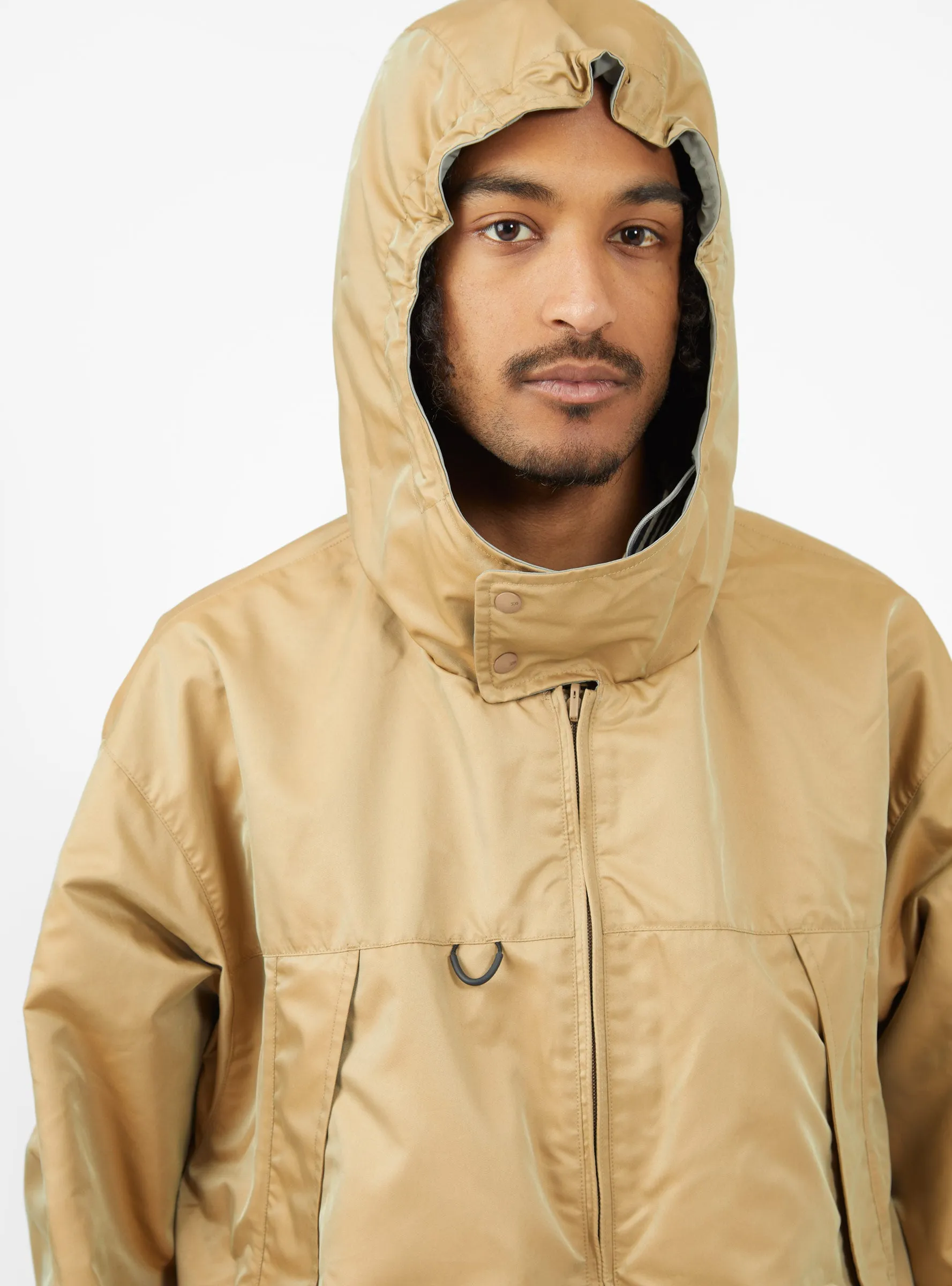 Light Grey & Camel Reversible Tech Mil Overcoat - Optimized for E-commerce