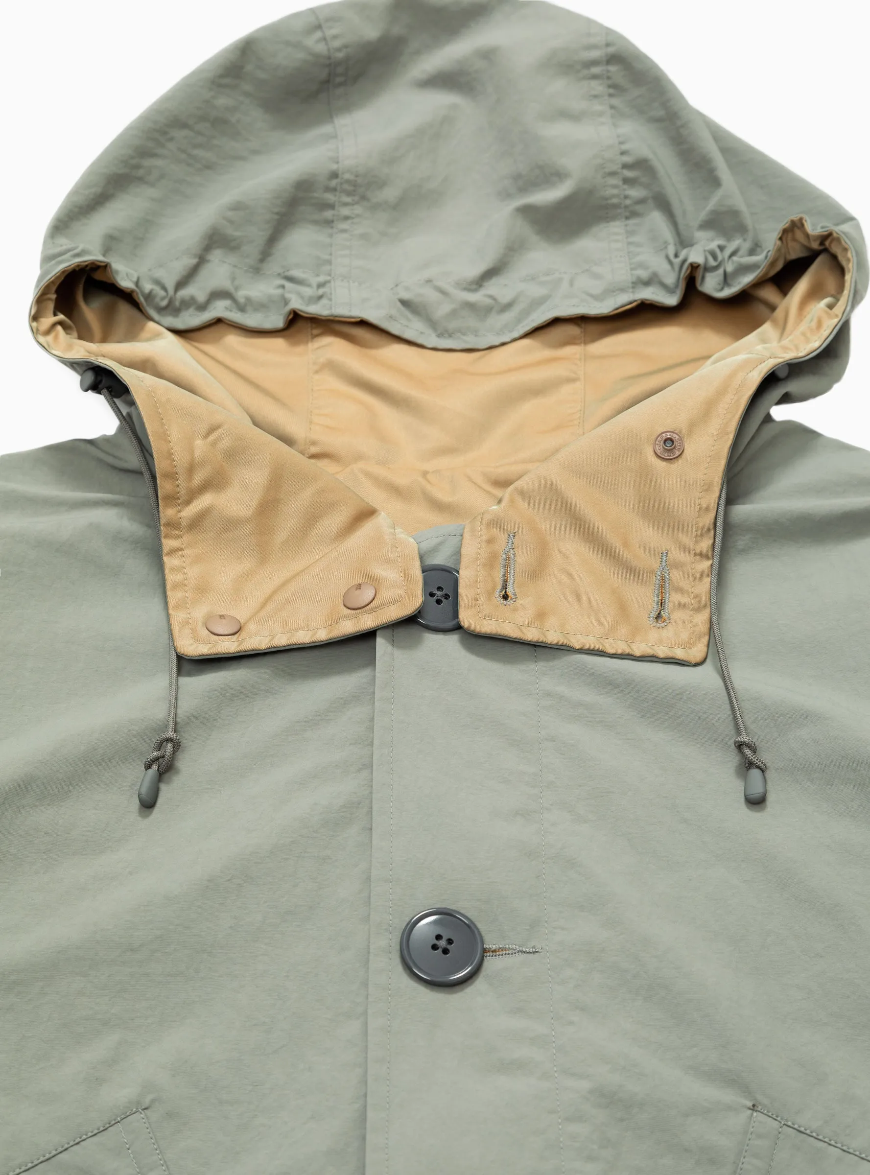 Light Grey & Camel Reversible Tech Mil Overcoat - Optimized for E-commerce