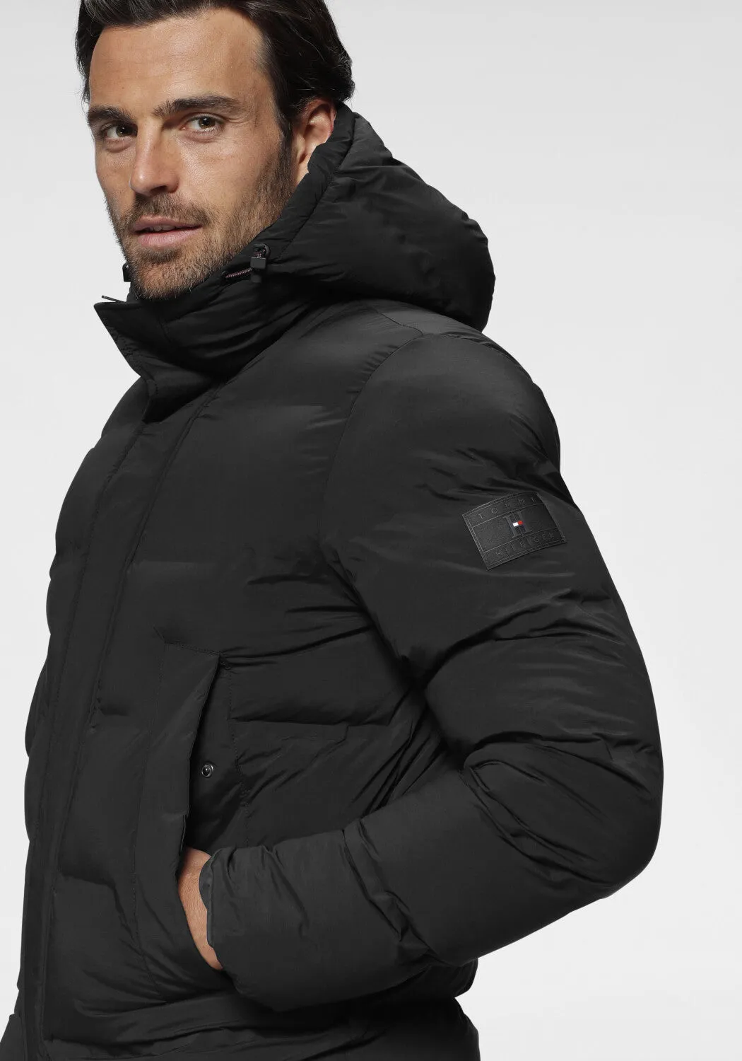 Tommy Hilfiger Padded Hooded Stretch Bomber Jacket
