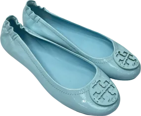 Tory Burch Baby Blue Patent 'minnie' Logo Ballerina Flats UK 4 EU 37 👠