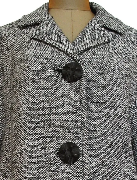 Tweed Car Coat with Peaked Buttons