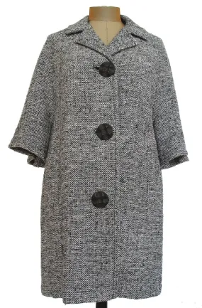 Tweed Car Coat with Peaked Buttons