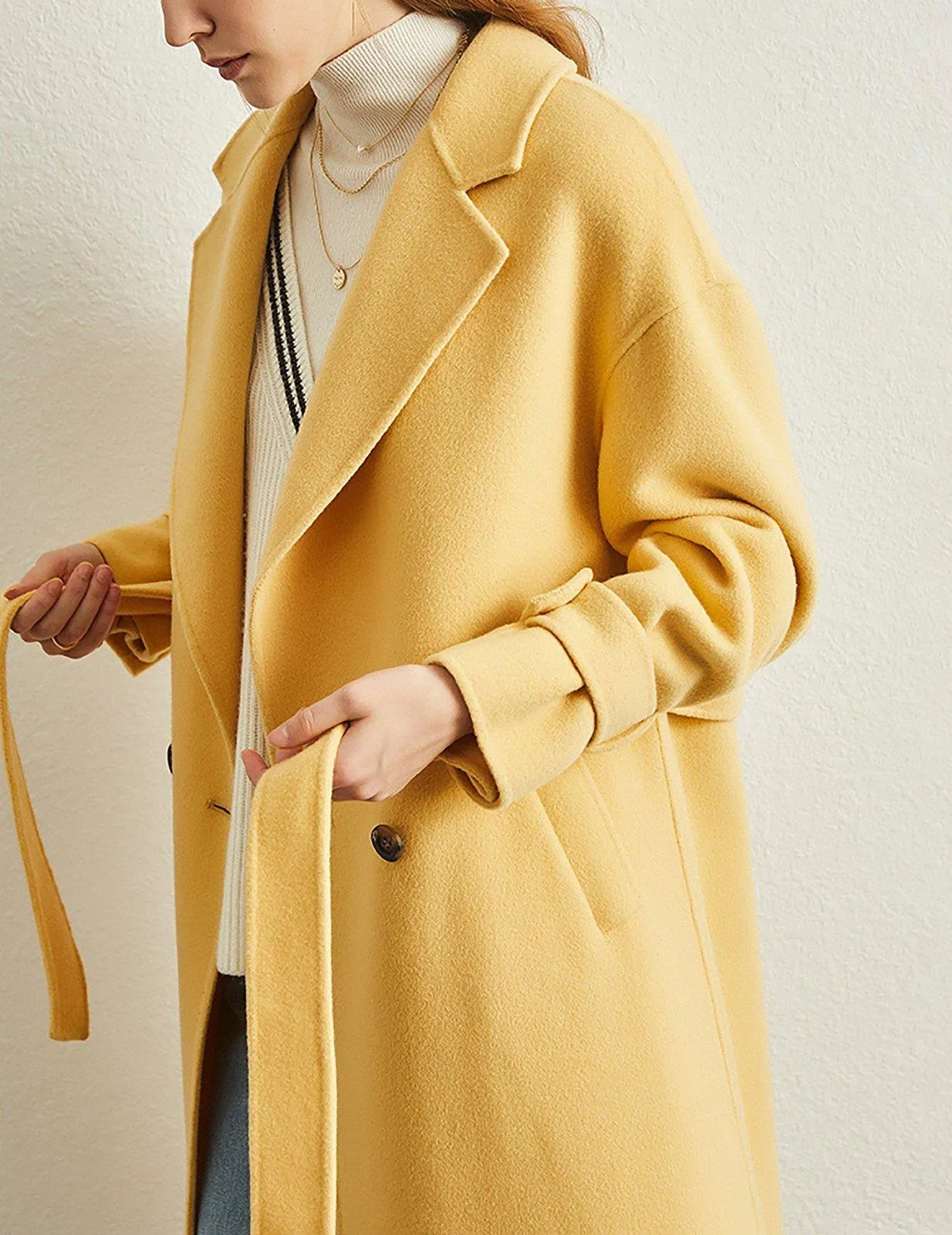 Two Button Belted Wool Coat