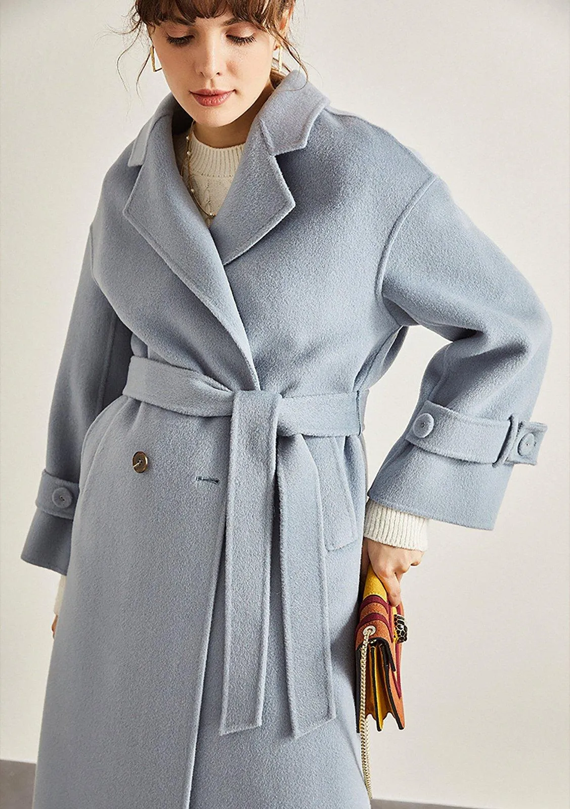 Two Button Belted Wool Coat