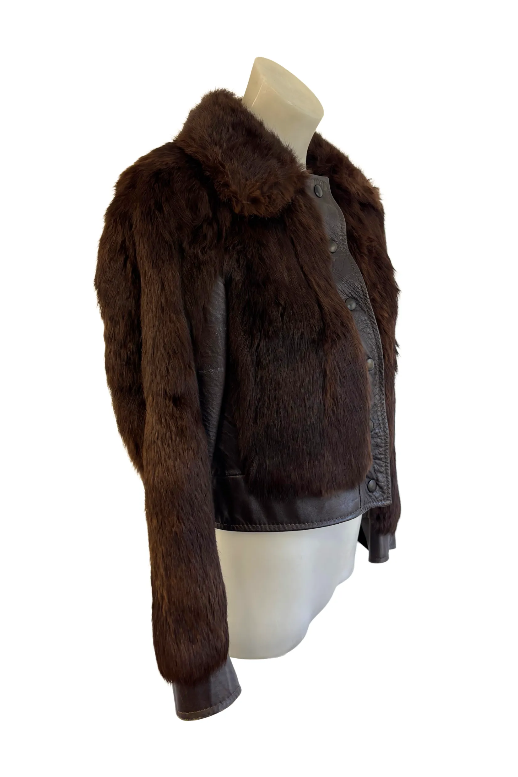 Vintage faux fur   leather jacket, S