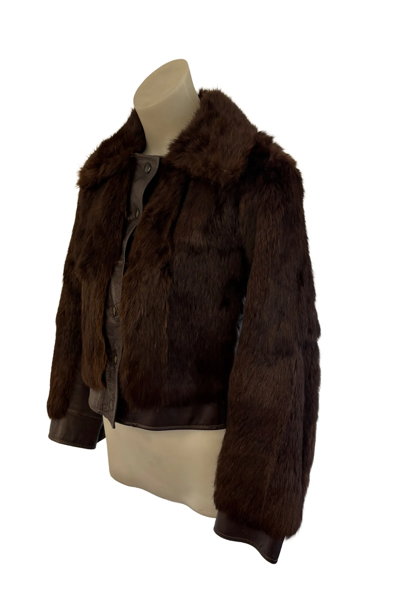 Vintage faux fur   leather jacket, S