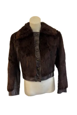 Vintage faux fur   leather jacket, S