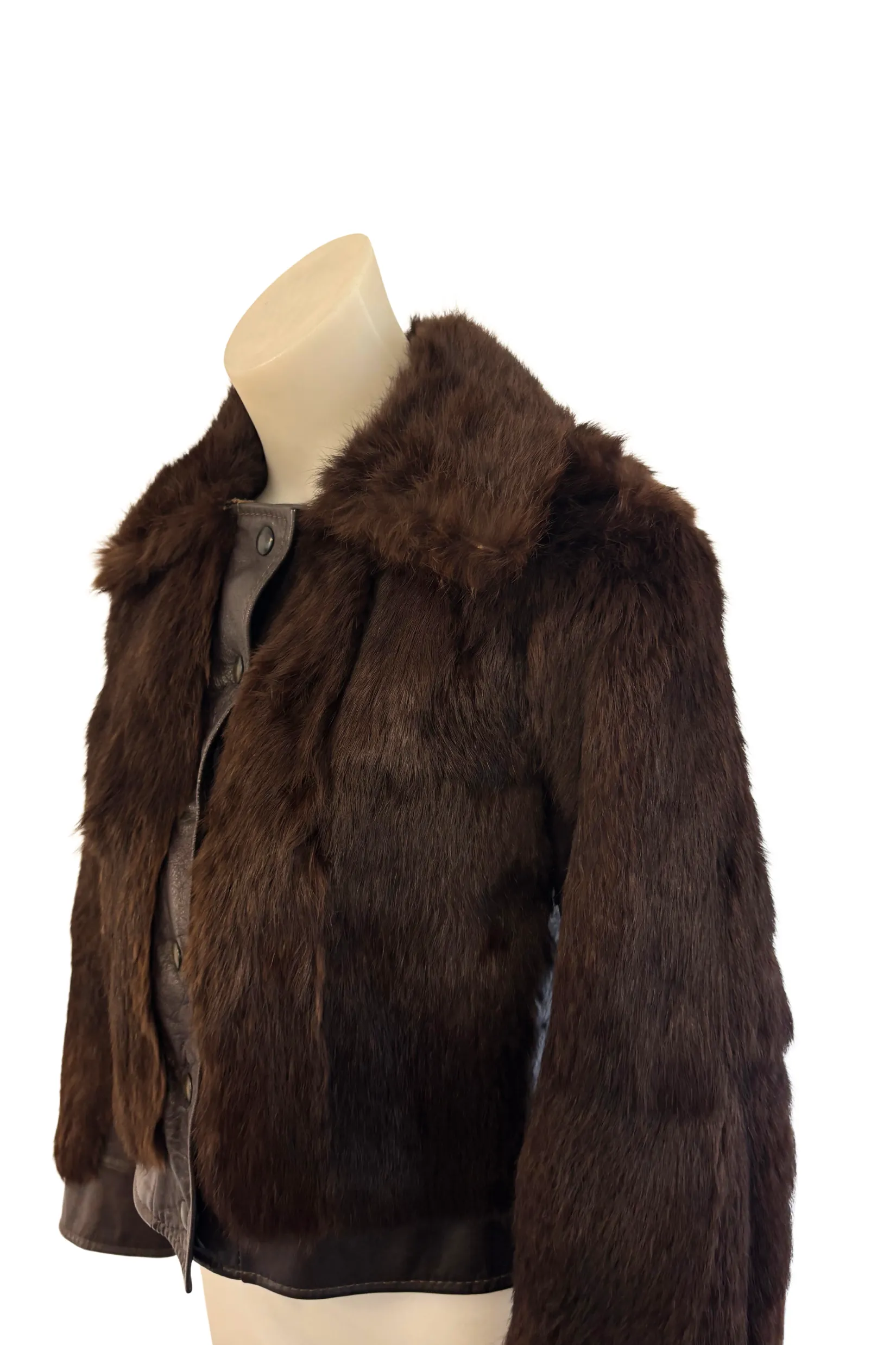 Vintage faux fur   leather jacket, S