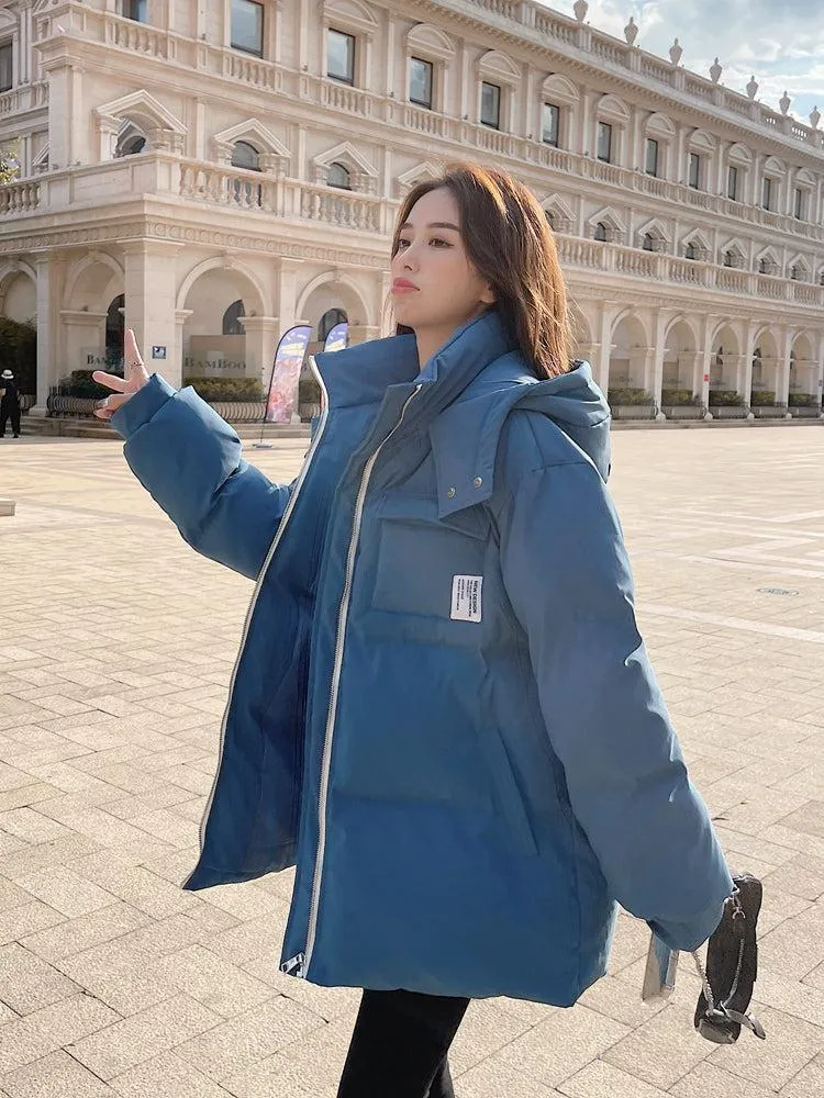 Women Oversize Hooded Short Quilted Puffer Parka Coat Winter Warm Jacket